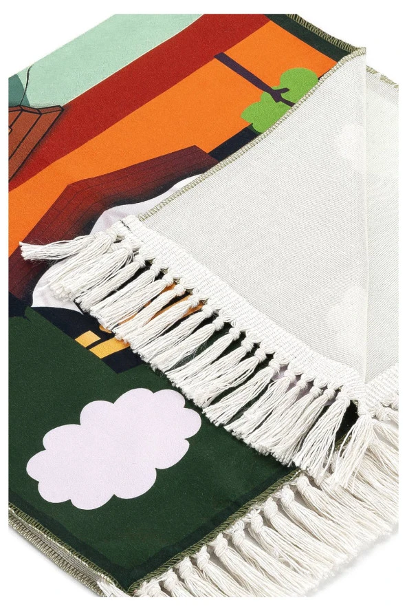 Dijital Baskılı Çocuk Seccadesi - Kayıklı Kabeli Yeşil Renk - 44 X 78 cm - Resim 3