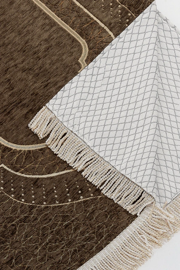 Mihrap Desenli Astarlı Şönil Seccade - Kahverengi - Resim 3