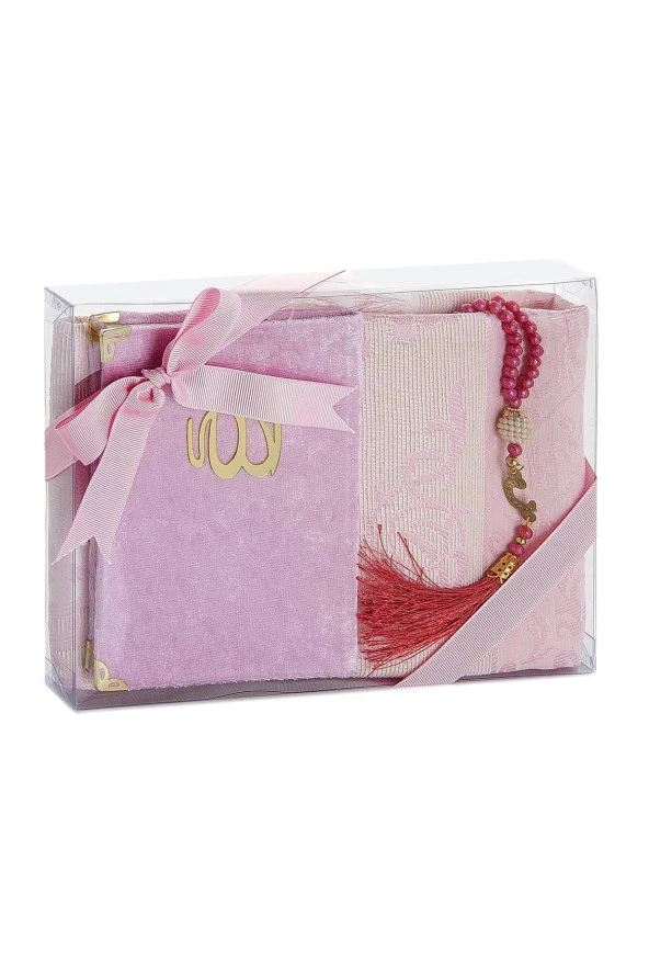 Çeyizlik Seccade Seti Lüks İbadet Seti - Pembe Renk - Resim 2