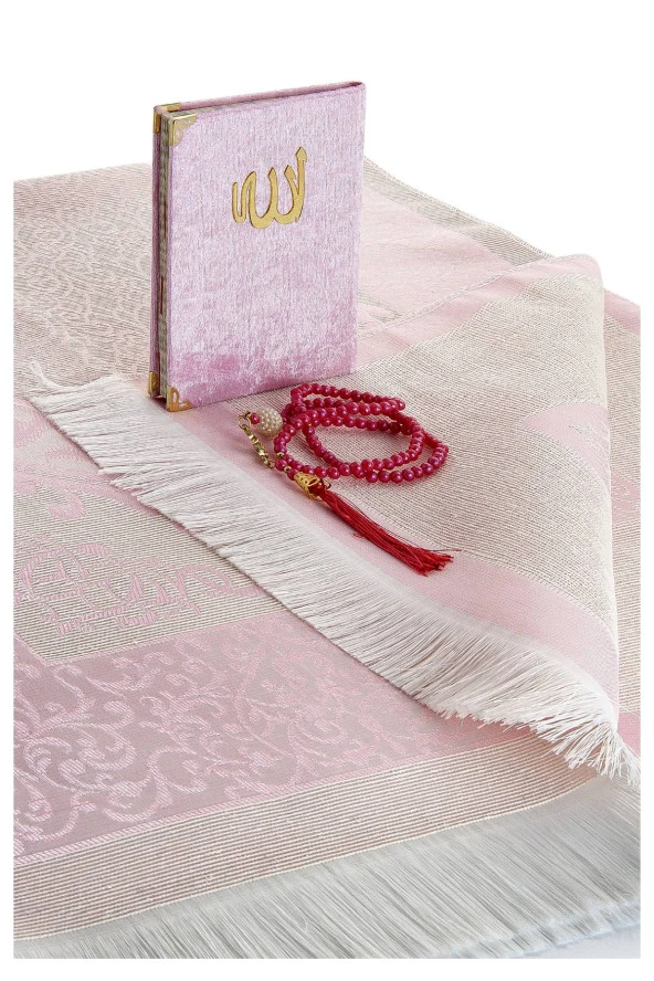 Çeyizlik Seccade Seti Lüks İbadet Seti - Pembe Renk - Resim 3