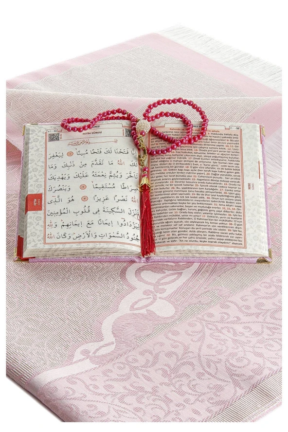 Çeyizlik Seccade Seti Lüks İbadet Seti - Pembe Renk - Resim 4