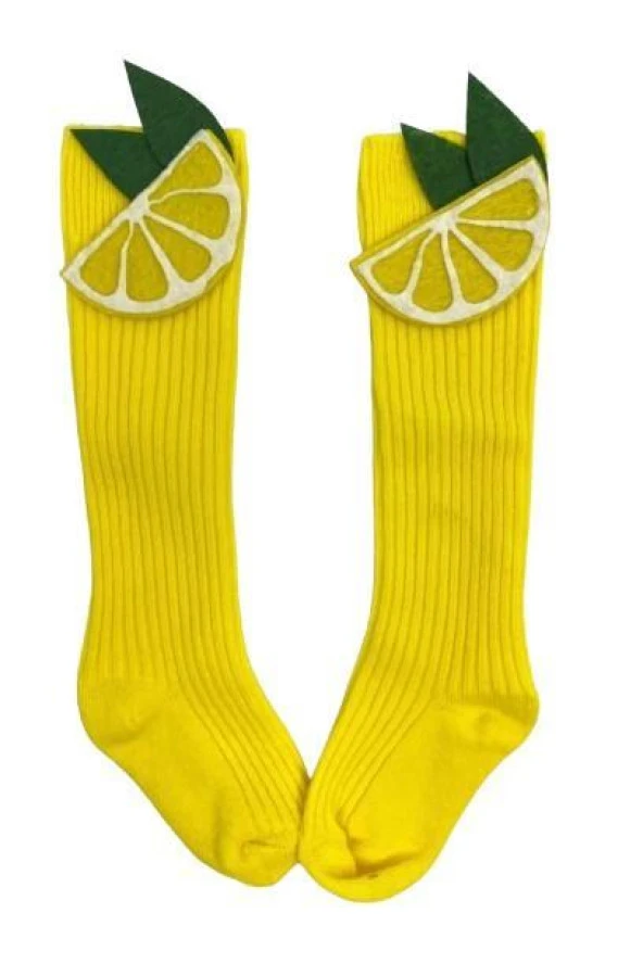 Limon Figürlü Çocuk Dizaltı Çorap