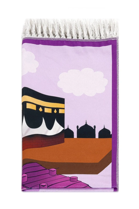 Dijital Baskılı Çocuk Seccadesi - Kayıklı Kabeli - 44 X 78 cm - Resim 2