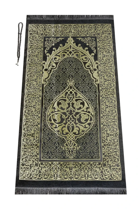 Yeni Kabeli Özel Silindir Kutulu Seccadeli Set Siyah - Resim 6