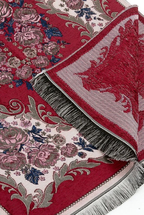 Lüks Gülce Şönil Seccade Kırmızı - Resim 3