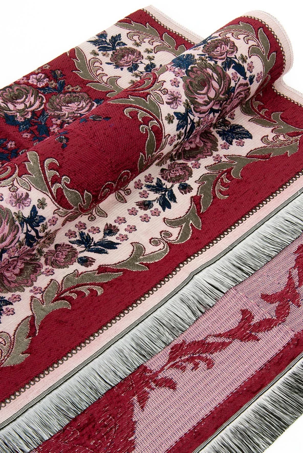 Lüks Gülce Şönil Seccade Kırmızı - Resim 4