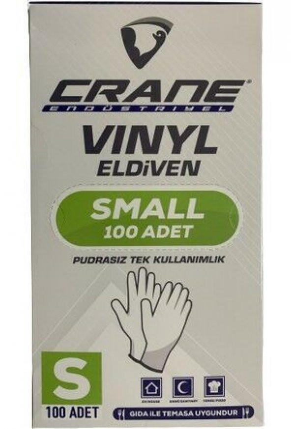 CRANE PUDRASIZ VINYL ELDİVEN 100 LÜ - S