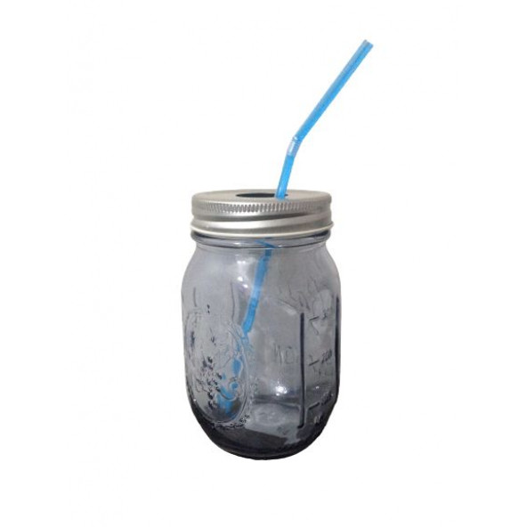 ZKTBT0163KM PİPETLİ CAM KUPA BARDAK,MAVİ 8X8X10CM 420ML - 2