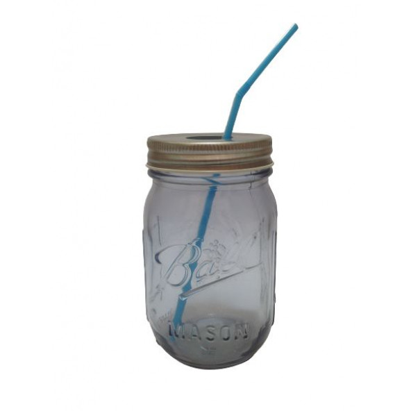 ZKTBT0163KM PİPETLİ CAM KUPA BARDAK,MAVİ 8X8X10CM 420ML - 3