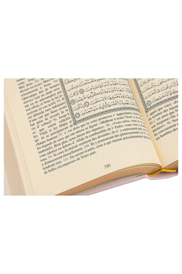Fransızca Mealli Kuran - Pembe - Resim 4