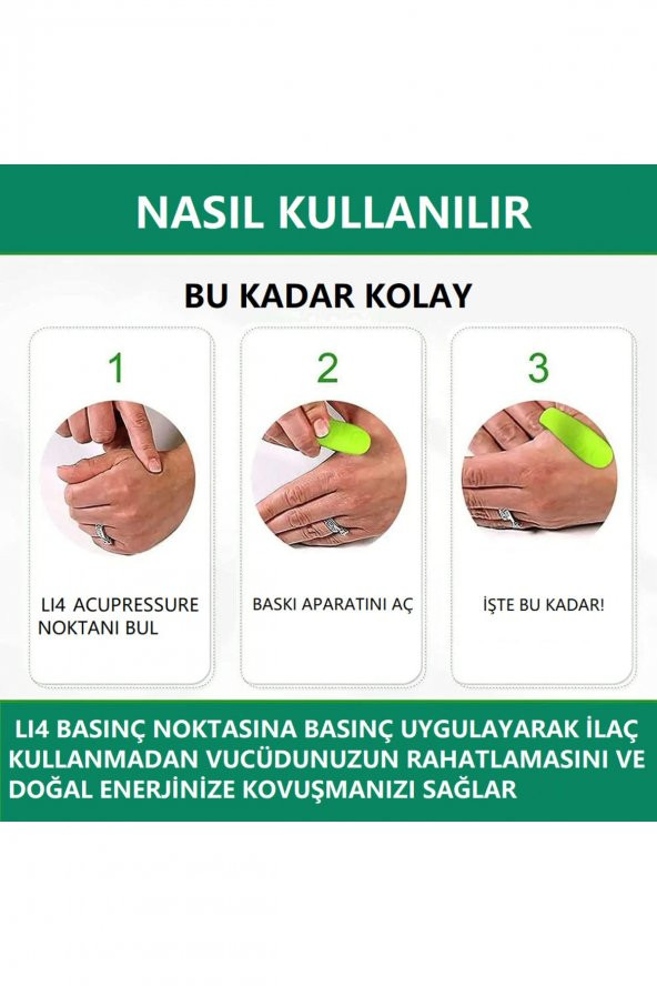 Migren Baş Ağrısı Gerginlik Stres Giderici Acupressure Geleneksel Çin Masaj Aleti 1 adet Yeşil - 4
