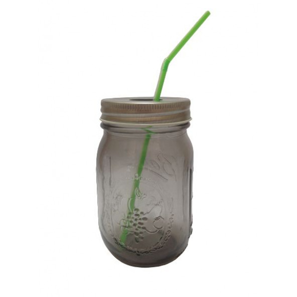 ZKTBT0163GR PİPETLİ CAM KUPA BARDAK,GRİ 8X8X10CM 420ML - 3