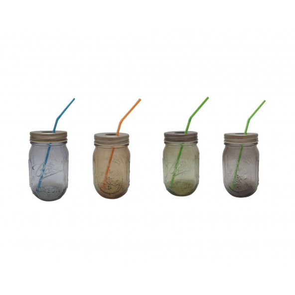 ZKTBD-4B PİPETLİ CAM KUPA BARDAK PASTEL RENKLI 4 LU SET 8X8X10CM 420ML - 2