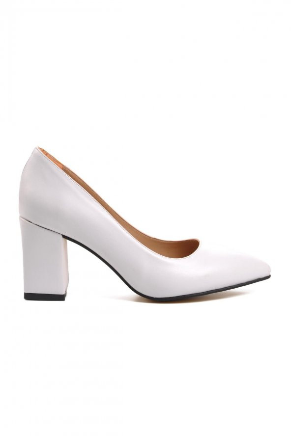 Ayakmod Ays23115 Beyaz Kadın Klasik Topuklu Ayakkabı