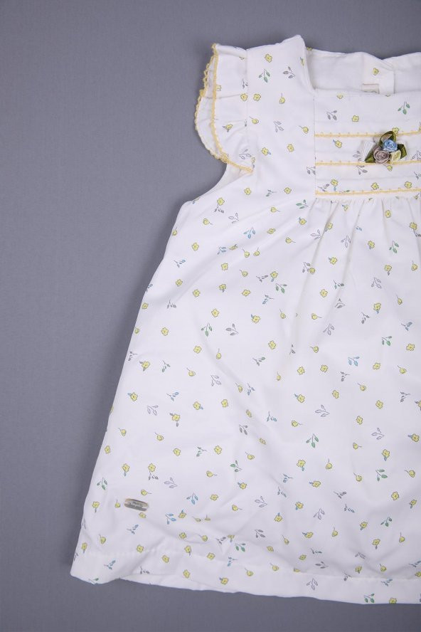Gül Detaylı Çiçekli Kız Bebek Bayramlık Elbise 5'li Set Kutulu 11688 - 6