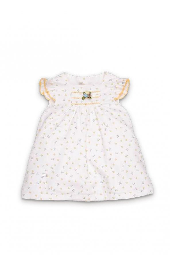 Gül Detaylı Çiçekli Kız Bebek Bayramlık Elbise 5'li Set Kutulu 11688