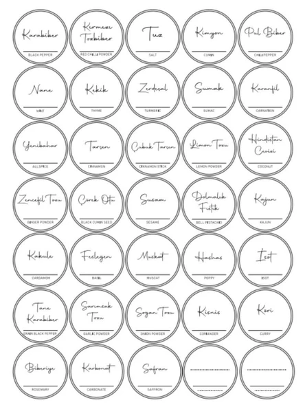 Digithome 12'li Baharatlık Seti ve 35 Adet Baharat Etiketli Kavanoz Seti 210 Ml Gold Kapaklı - SH-006 C320.016 - Resim 6