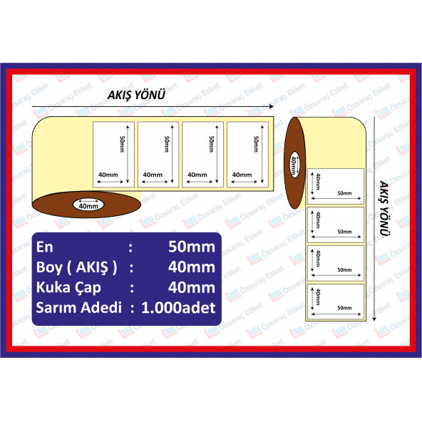 40X50 ECO TERMAL ETİKET  ( 1000 Lİ )