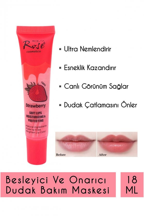 Roesıa Rose Cosmetics Rose Nemlendirici, Koruyucu Dudak Maskesi & Soft Lıps Moısturızıng Protectıng