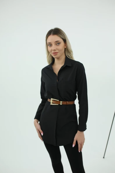 Taba Rengi Tokası İnci Detaylı Deri Kemer - 2