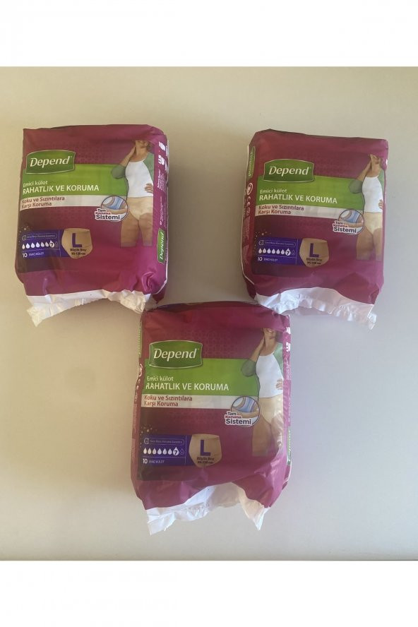 Depend Emici Külot Büyük Boy Large Beden 3lü Paket 30 Adet
