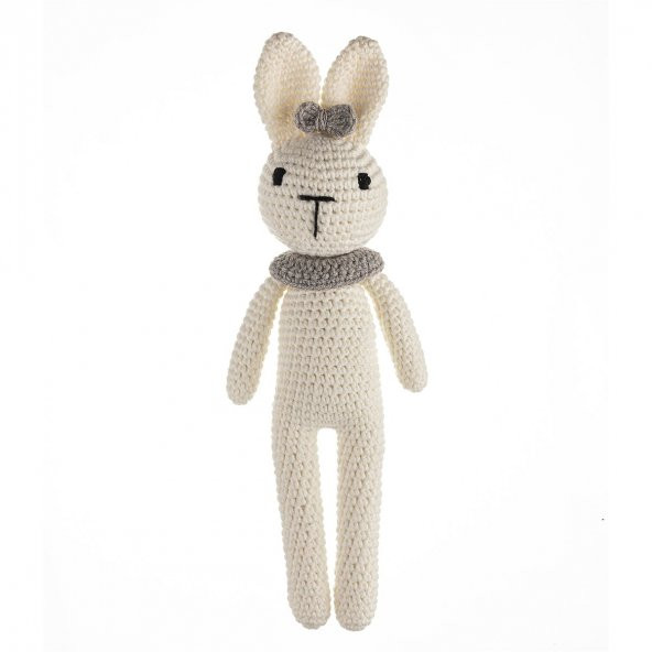 Cuddly Amigurumi Tavşancık Oyuncak-Ekru