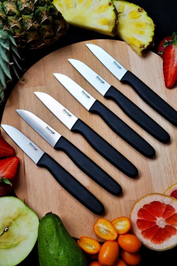 Stevig Cut 4 Fruit 6’lı Meyve Bıçak Seti Siyah ST-403