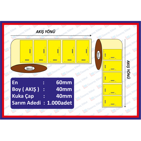 40X60 ECO TERMAL ETİKET SARI  ( 1000 li )