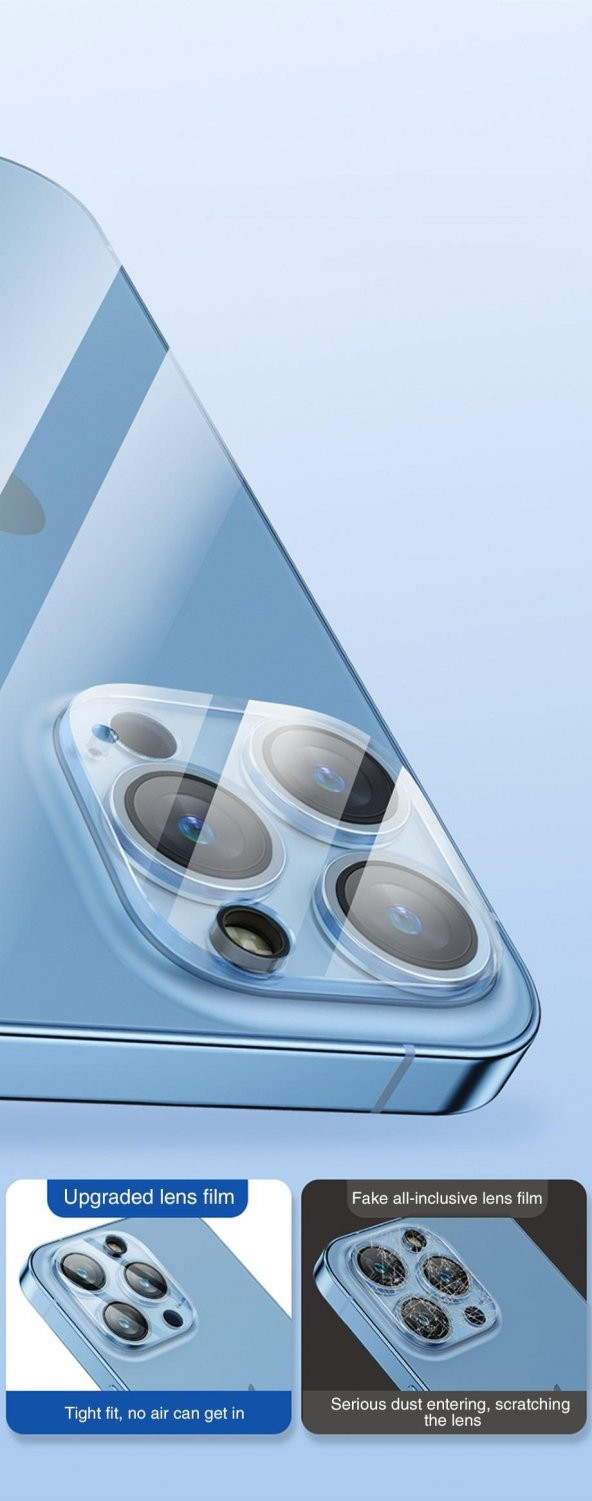Vendas iPhone 13 Pro Max Uyumlu (13 Pro Max) Temperli Cam Şeffaf Kamera Lens Koruyucu - 4