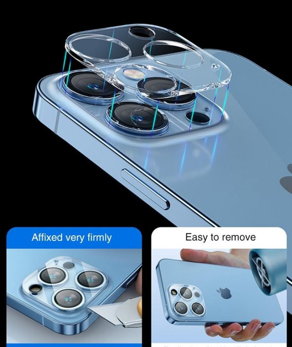Vendas iPhone 13 Pro Max Uyumlu (13 Pro Max) Temperli Cam Şeffaf Kamera Lens Koruyucu - 5