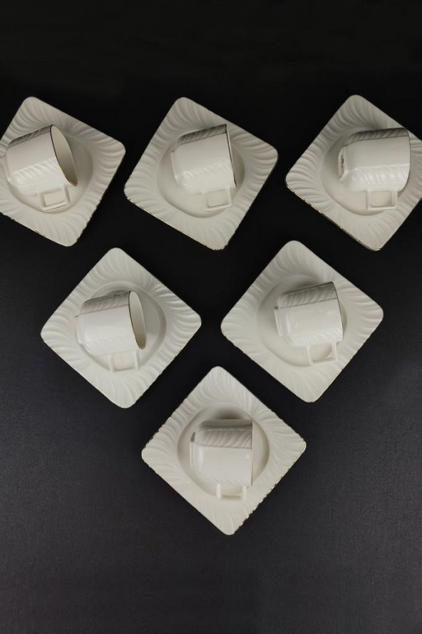 Digithome One Gold Line Porselen 6’lı Kahve Fincan Takımı Yaldızlı – SQFES-90 - 6