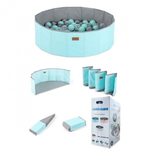 Wellgro 90 Toplu Katlanır Top Havuzu - Mint - 2