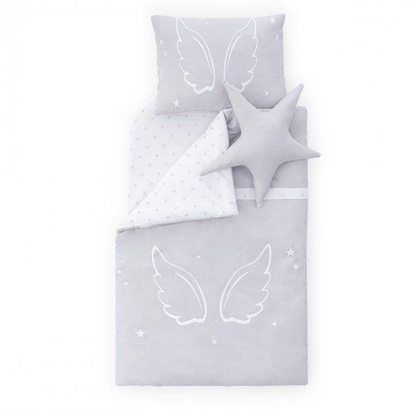 Wellgro Angel Wings Anne Yanı 5 Parça Bebek Uyku Seti -Gri - 2