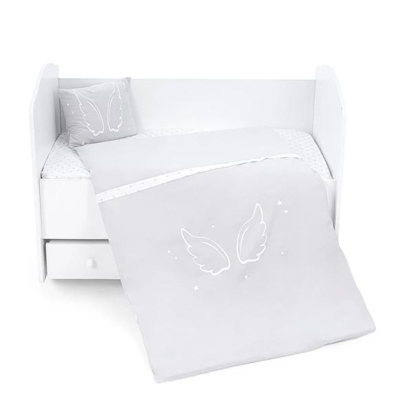 Wellgro Angel Wings 3 Parça Bebek Nevresim Takımı -Gri - Resim 3