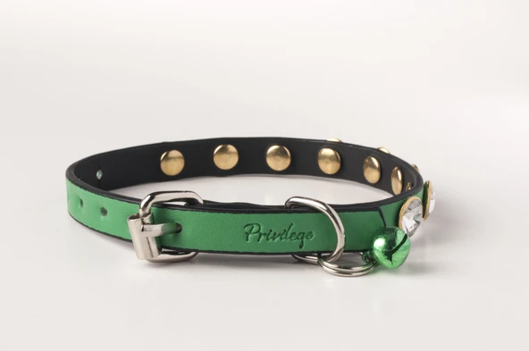 Privilege Swarovski Taşlı Kedi Tasması Yeşil - 2