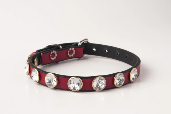 Privilege Swarovski Taşlı Kedi Tasması Kırmızı - 1