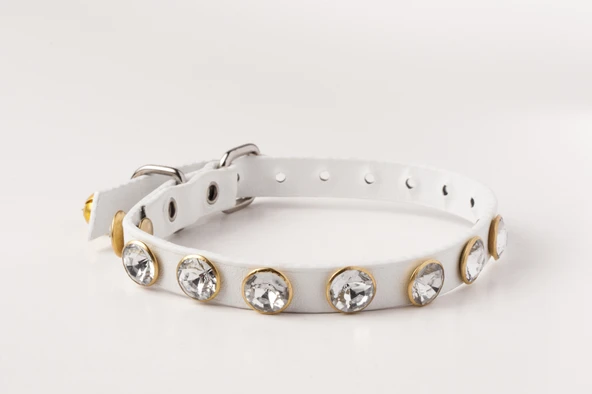 Privilege Swarovski Taşlı Kedi Tasması Beyaz - 1
