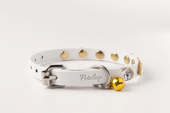 Privilege Swarovski Taşlı Kedi Tasması Beyaz - 2