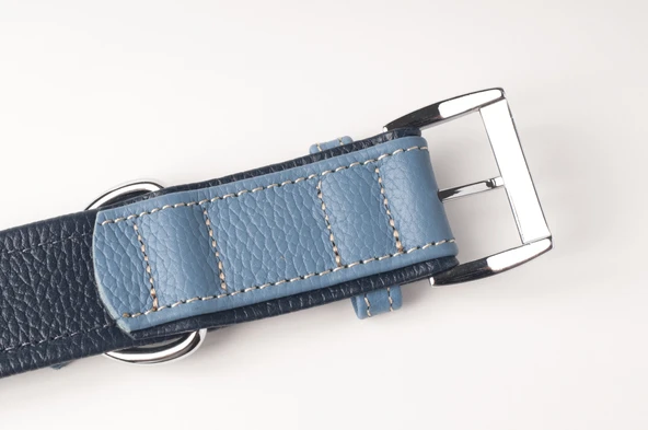 Privilege Flotter Hakiki Deri Köpek Boyun Tasması L Mavi Lacivert 3x47-56 cm - Resim 3