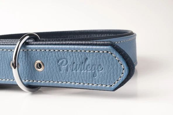 Privilege Flotter Hakiki Deri Köpek Boyun Tasması L Mavi Lacivert 3x47-56 cm - Resim 2