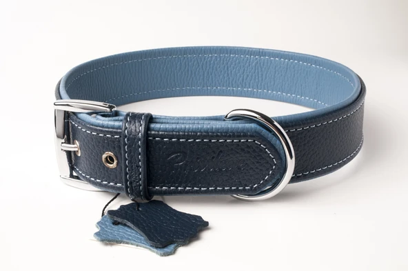 Privilege Flotter Hakiki Deri Köpek Boyun Tasması M Lacivert Mavi 3x38-47 cm ürün görseli 1
