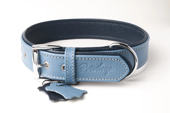 Privilege Flotter Hakiki Deri Köpek Boyun Tasması L Mavi Lacivert 3x47-56 cm ürün görseli 1