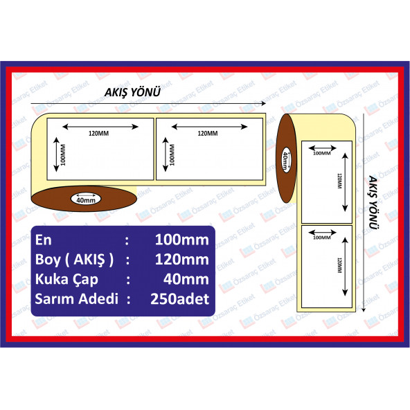 100X120 ECO TERMAL ETİKET ( 250 lü )