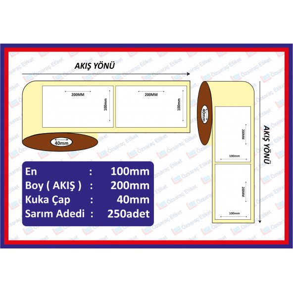100X200 ECO TERMAL ETİKET ( 250 lü )