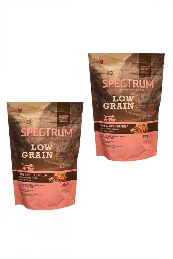 Spectrum Low Grain Mother & Baby Kuzu Etli Ve Pirinçli Kedi Maması 300 Gr + 300 Gr (2li Kutu)