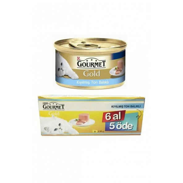 Gourmet Gold Kıyılmış Ton Balıklı Yetişkin Kedi Konserve Maması 85 gr 6 Al 5 Öde