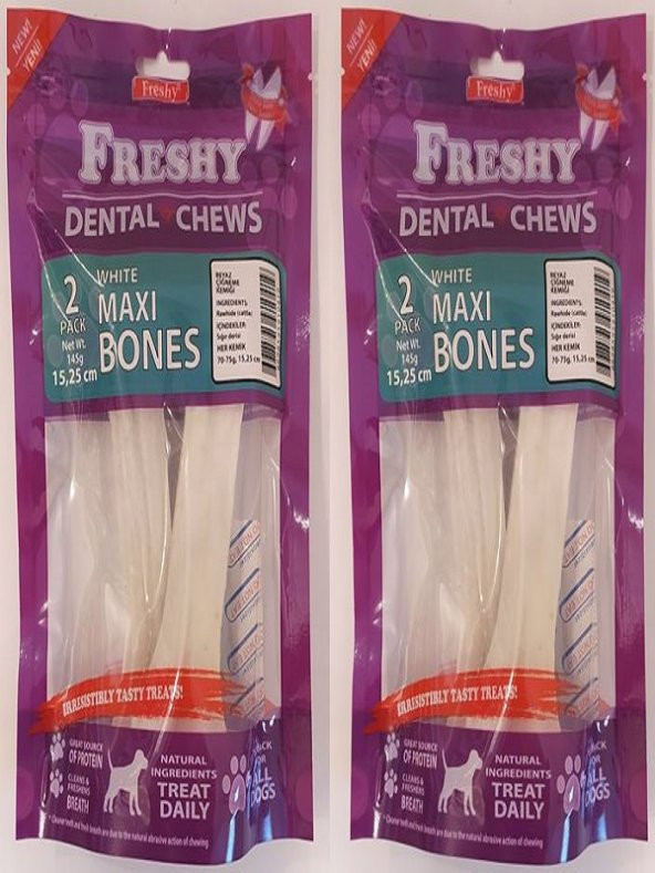 Freshy Dental Chews White Maxi Bones 2 Adet Çok Büyük Boy Köpek Kemiği 2 X 145 gr. (2 Adet)