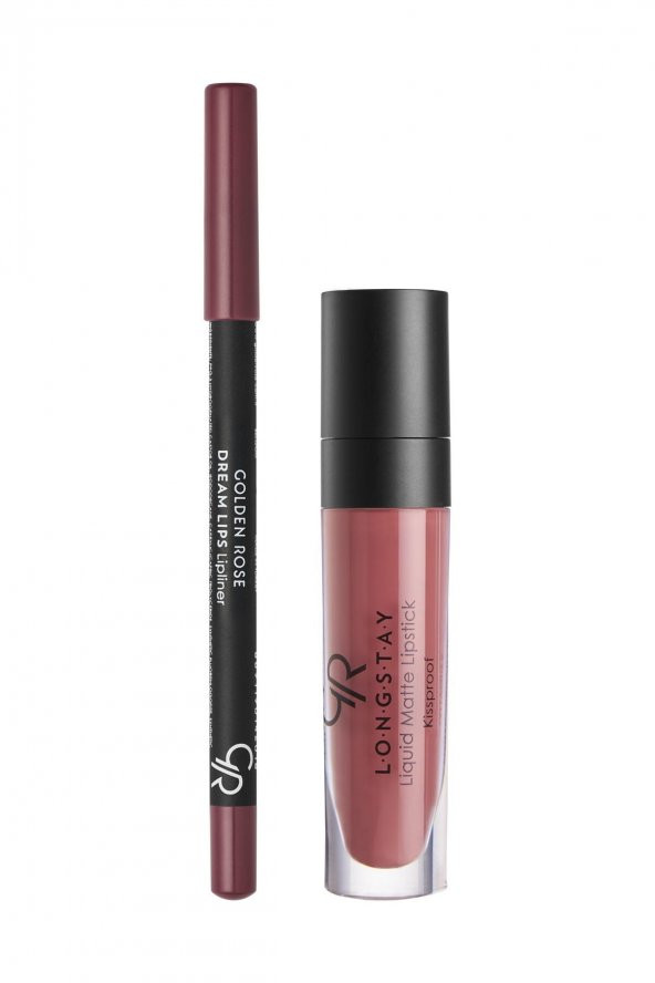 Golden Rose Matte Lıp Kıt Rose Taupe&lıpkıt(8691190433437)