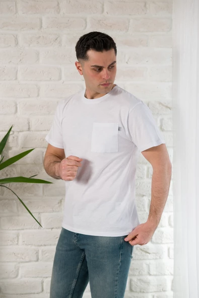 FBI CEPLİ BİSİKLET YAKA SLİMFİT PAMUKLU ERKEK YAZLIK T-SHİRT - Resim 2