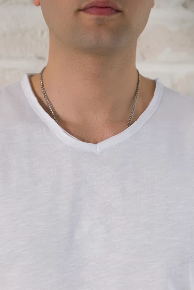 FBI SLİMFİT YIRTIKLI V YAKA PAMUKLU ERKEK YAZLIK T-SHİRT - 7